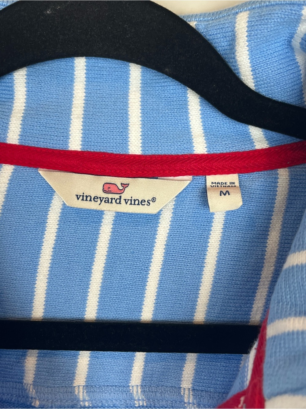 Vineyard Vines American Flag Blue White Striped Quarter Zip Women's Size Medium - Picture 7 of 11